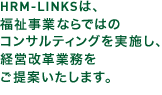 HRM-LINKSは、福祉事業ならではのコンサルティングを実施し、経営改革業務をご提案いたします。